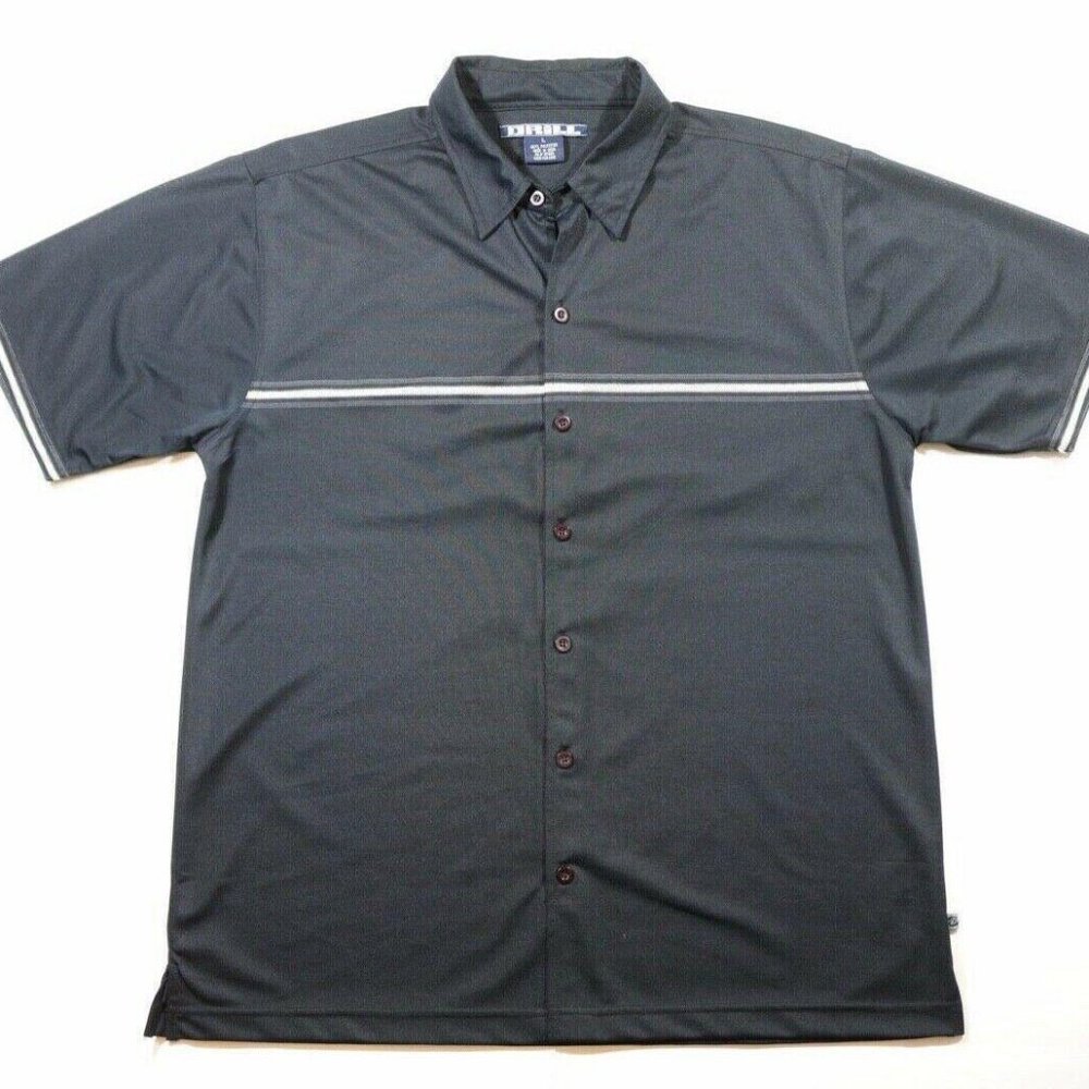 Drill 50s Clothing Style Cotton Mens Black Shirt S